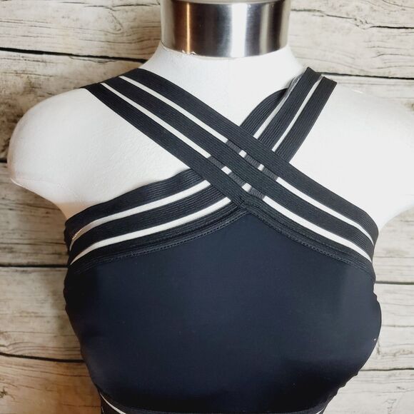 Hilor Black Cross Front One Piece Swimsuit Size Small (4-6) - Picture 3 of 7